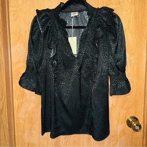 Good Hart Elegant Black Ruffled Women's Top Size Medium